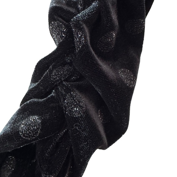 For Love & Lemons Elisa Velvet Glitter Dot Lace Up Cropped Top Black Size XS - Picture 10 of 13